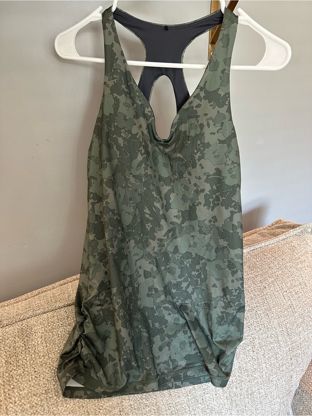 Prana Olive Green Camo Racerback Tank Top